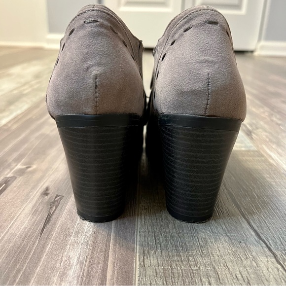 Ruff Hewn Womens Ginger Suede Block Heel Tie Tassel Fringe Gray Bootie Size 9 - Picture 4 of 13